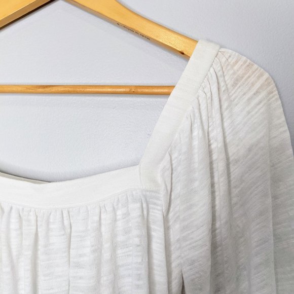 Free People White Square Neck Balloon Sleeve Top S - Picture 3 of 8